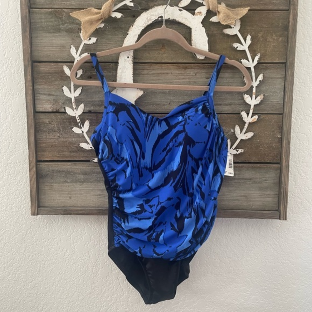 Magicsuit black blue slimming one piece swimsuit ladies 10 NWT